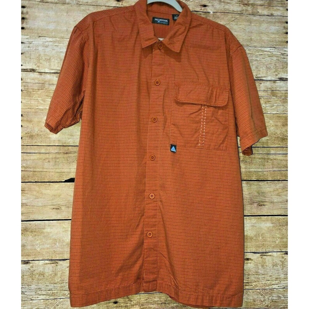 Levi's Silvertab Silver Tab Mens Shirt Large Orange Plaid Short Sleeve XL